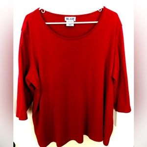 Vintage 90s Red Blair Shirt w/ 3/4 Sleeves